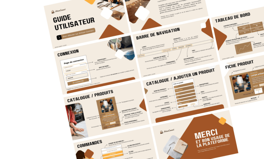 Portfolio : mock-up guide utilisateur pour apprendre à gérer l'interface d'une application